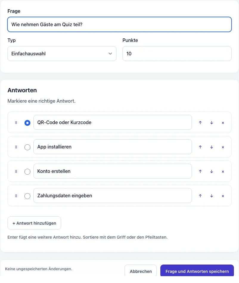 Gemeinsamer Fragen- und Antworteneditor — Entwürfe vor Veröffentlichung bearbeiten