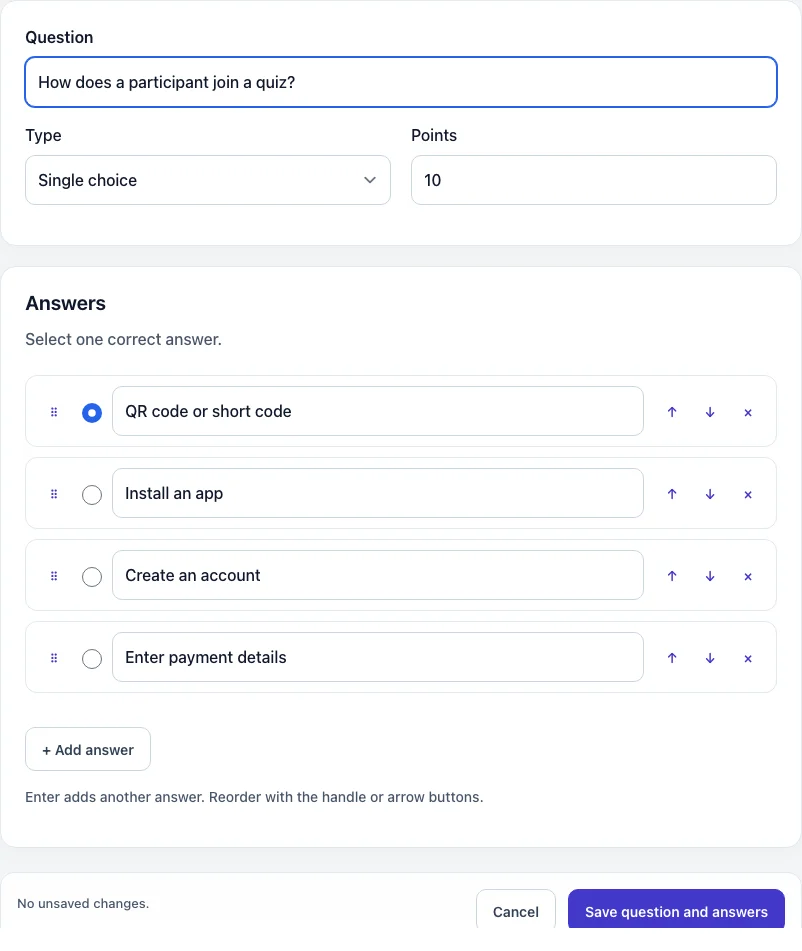 Combined question and answer editor — edit your draft before publishing