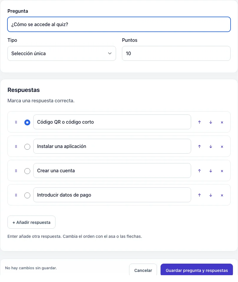 Editor conjunto de preguntas y respuestas para editar el borrador antes de publicarlo