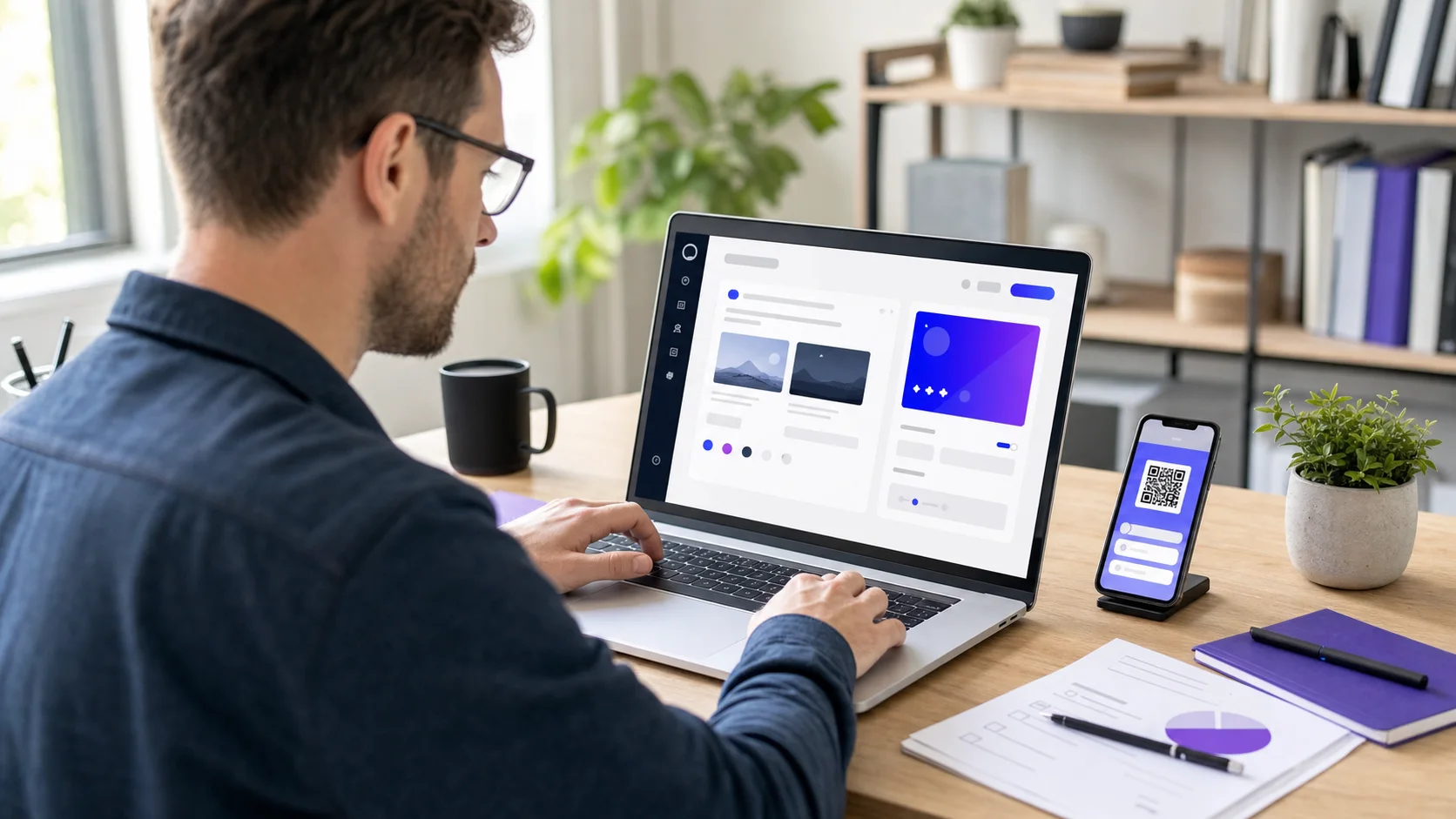 Organizator tworzy interaktywny quiz online w panelu Quiz Code na laptopie